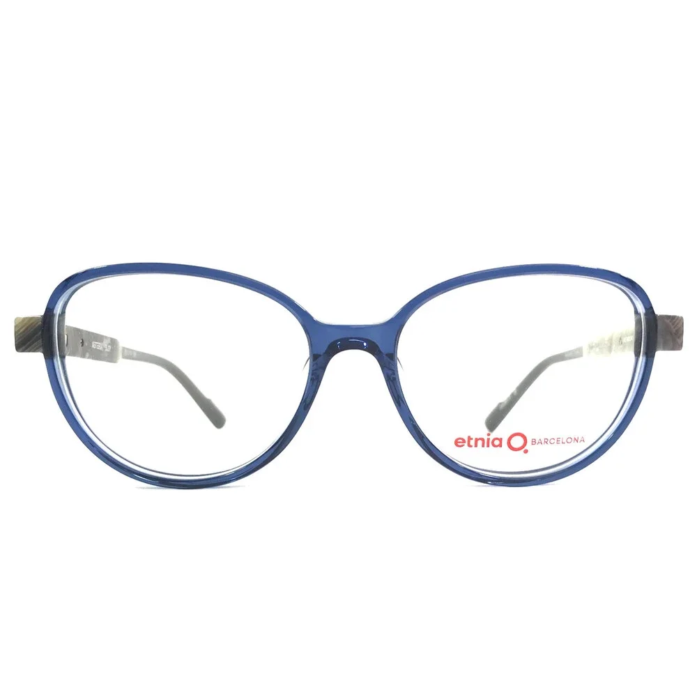 Etnia Barcelona Eyeglasses Frames ASTERIA BLGY Blue Gray Horn Cat Eye 52-16-138